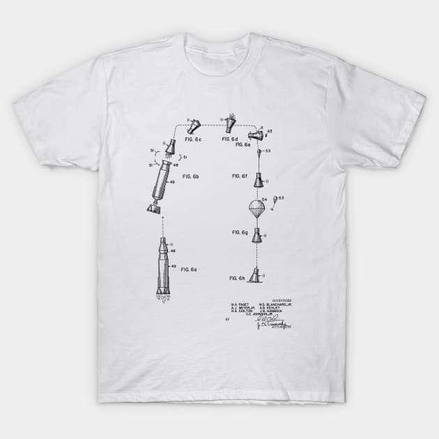 Space Capsule Vintage Patent Hand Drawing T-Shirt by TheYoungDesigns